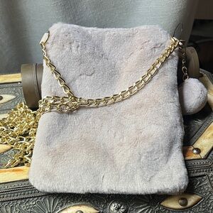 Elegant Faux Fur Crossbody Bag with Gold Chain